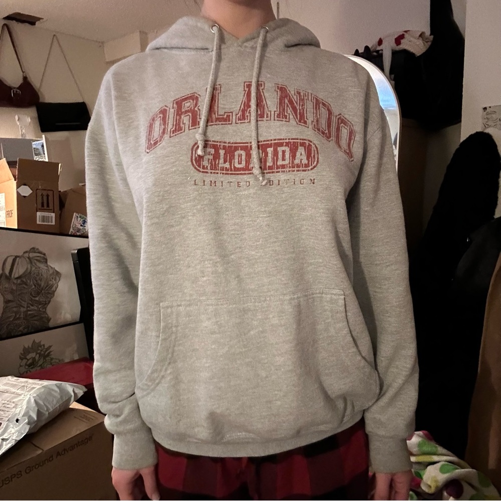 Gray and Red Orlando Hoodie